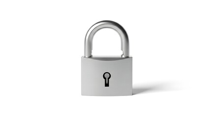 Fototapeta premium Isolated silver padlock on a white background, symbolizing robust security, digital privacy, data protection, and the safeguarding of valuable assets