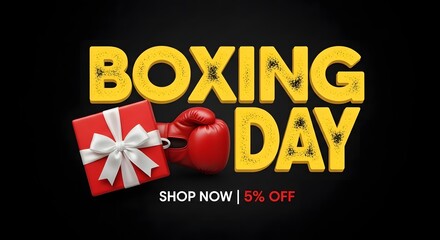 A promotional image advertising Boxing Day with a discount offer