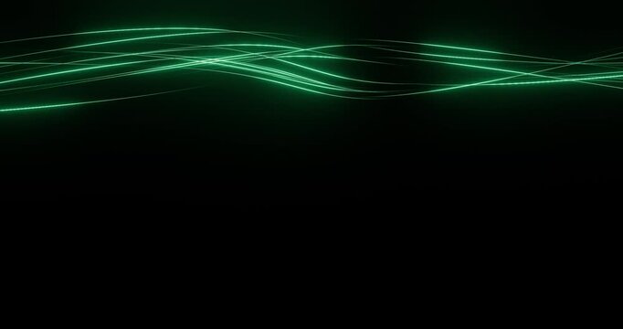 Abstract Glowing Gradient Lines Motion Background with Flowing Curves, Futuristic Technology Light Animation Loop:4K,Emerald