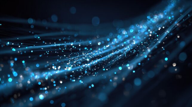 glowing blue binary stream on a blue background