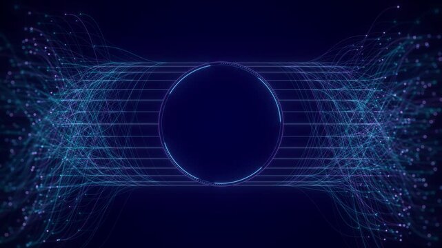 Abstract Digital AI Frame with Copy Space for Text or Logo. Artificial Intelligence Technology Background with Data Flow Lines, Neural Network Connections for Business Presentation and Corporate Video