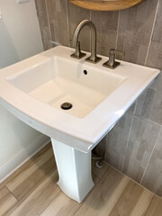 Fototapeta premium Modern Pedestal Sink with Brushed Nickel Faucet