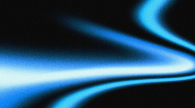 Abstract background featuring glowing, swirling blue light waves with digital film grain texture