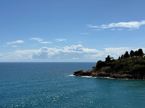Mediterranean sea and scenic rocky coastline.
