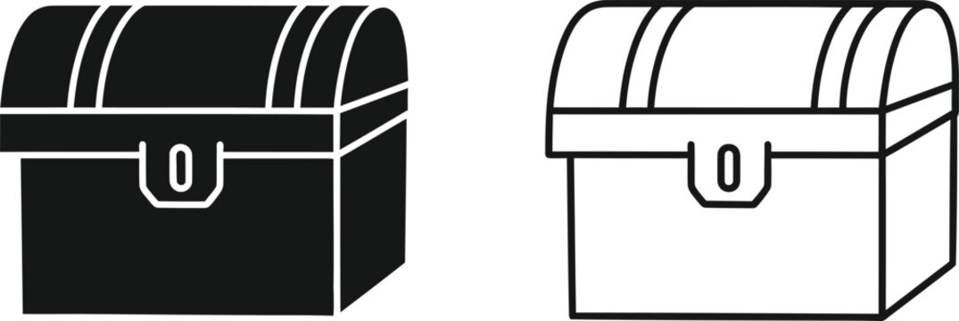 Black and white treasure chest icons Vector