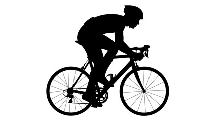 Naklejka premium Silhouette of a Professional Cyclist Riding a Road Bike