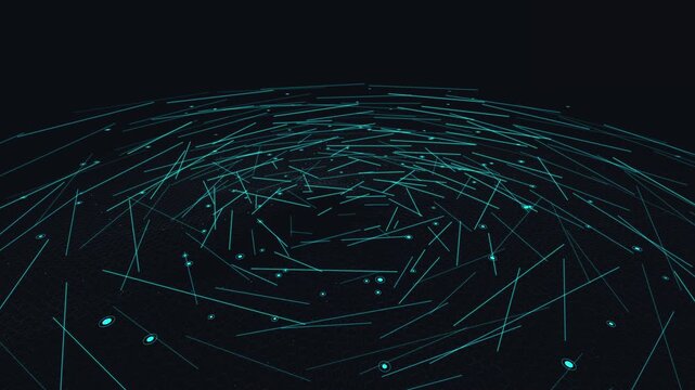 Concentric microchip terraces rise and fall in a glowing cyan hexagonal grid, simulating a cryptographic cipher locking. Ideal for semiconductor and electronics brand content as a premium background.
