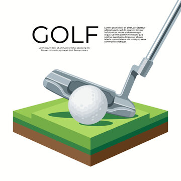 A sleek putter delicately touches a golf ball on a green surface, illustrating the precision and focus required in the sport of golf.