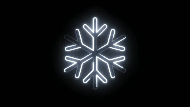 Glowing white snowflake shines brightly against a dark mysterious night background with frosty delicate patterns.