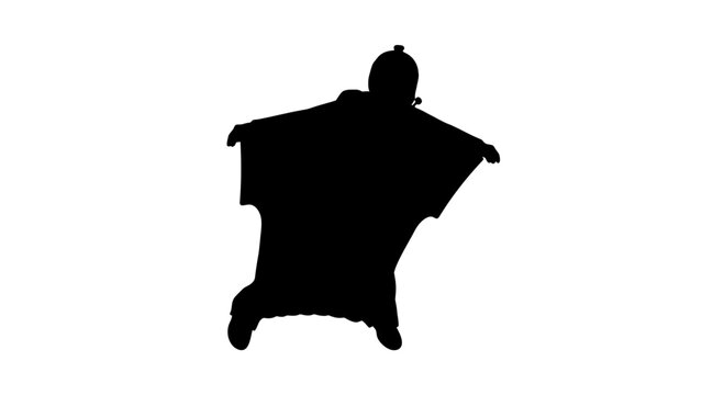 Silhouette of a Wingsuit Skydiver Flying in the Air