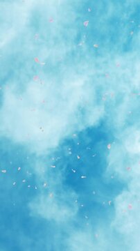 青空に舞う桜の花びら ウエディングと新生活を彩る春の背景動画