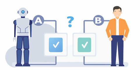 Human and robot facing choices represented by options a and b © Biplab