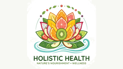 Obraz premium Healthy Food Logo Design, Organic Fruit Wellness Brand Identity, Natural Nutrition Business Graphics