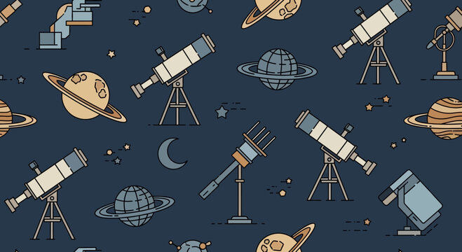 Seamless Pattern of Telescopes and Planets in Space