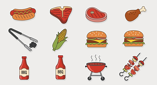 Set of Barbecue and Grill Food Icons