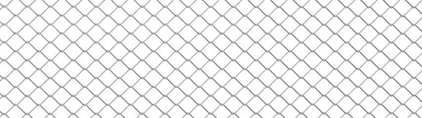 3D realistic chain-link fence with metal poles on blue background, Industrial wire mesh security barrier isolated on blue backdrop © ArtPixel