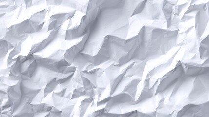 Obraz premium Crumpled White Paper Texture Close-Up, Abstract Background with Creases and Folds for Graphic Design Projects