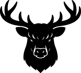 Fototapeta premium Detailed black silhouette illustration of a majestic stag's head with large antlers
