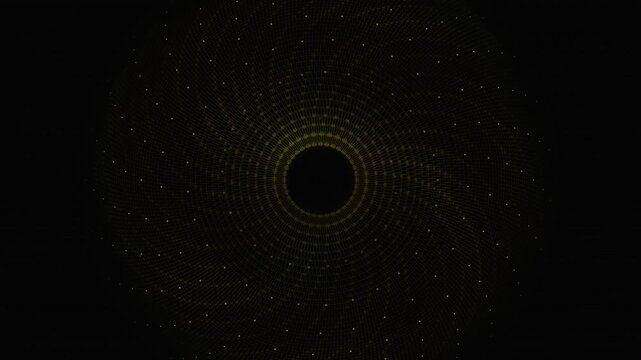 Microscopic gold pathways align on dark rotating concentric circuit terraces, visualizing system optimization and data flow. Ideal for semiconductor and electronics brand content.