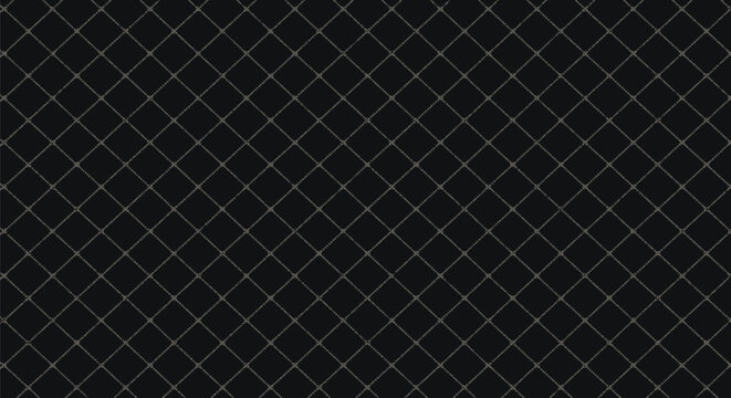 Black diamond mesh grid pattern with subtle textured dots creating dark sophisticated geometric background for high tech and industrial design concepts