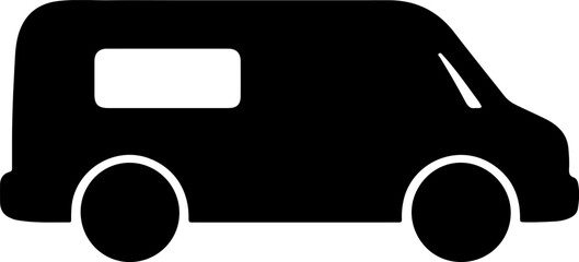 Fototapeta premium A black silhouette illustration of a van driving on the road