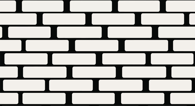Brick wall pattern seamless background white rectangular bricks on black mortar background texture simple clean design architecture element