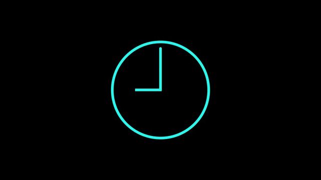 Reverse clock animation showing time running backward on black background
