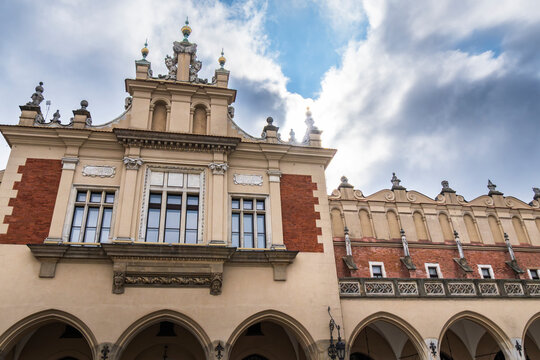 Sukiennice Cloth Hall Renaissance parapet and colonnade, Krak&oacute;w Poland