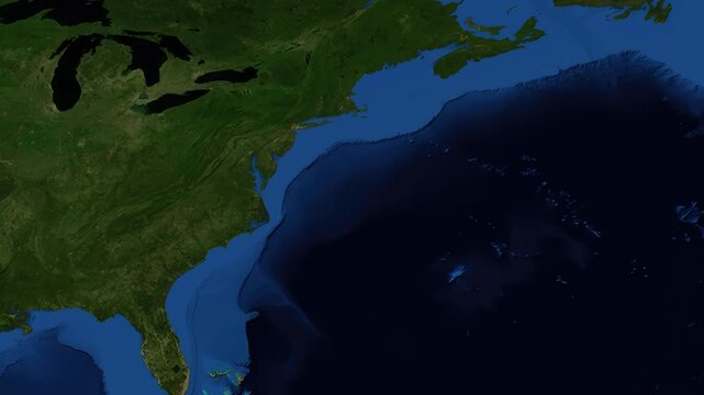 Satellite Map Zoom Animation from World View to Dover Delaware USA