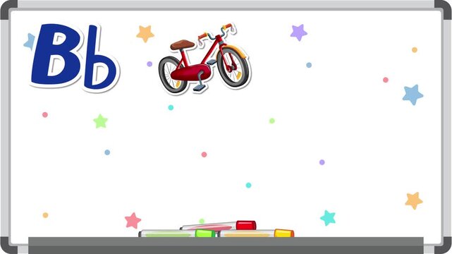 Educational Alphabet Animation for Letter B on a Whiteboard