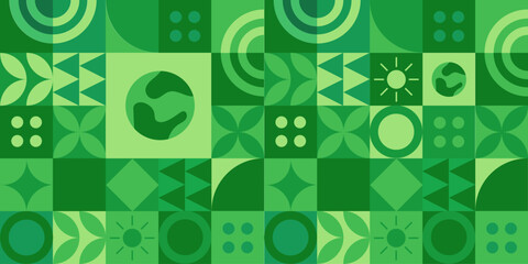 Fototapeta premium World Environment Day Banner. Eco Concept. Green Planet Earth With Text. Vector illustration