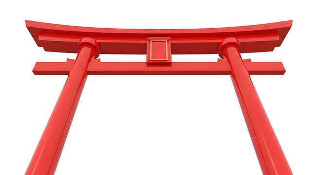 A red japanese torii gate PNG isolated on transparent background