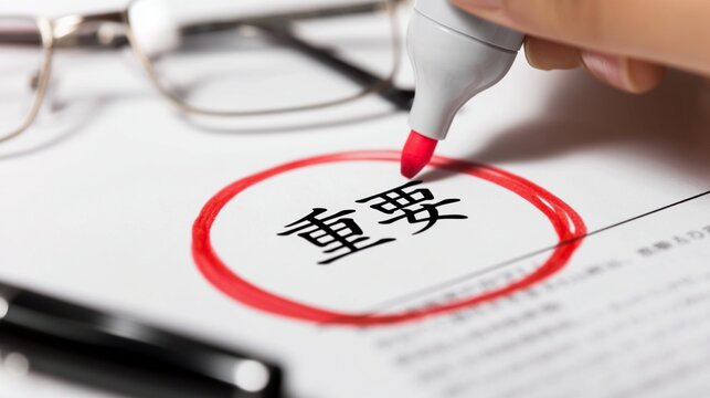 「重要」の文字を赤いマーカーで囲む、タスク管理素材