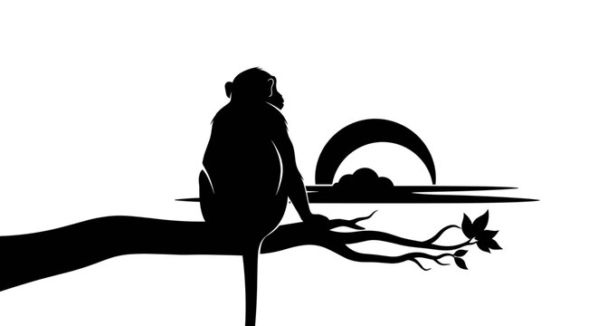 Monkey sitting on tree branch.