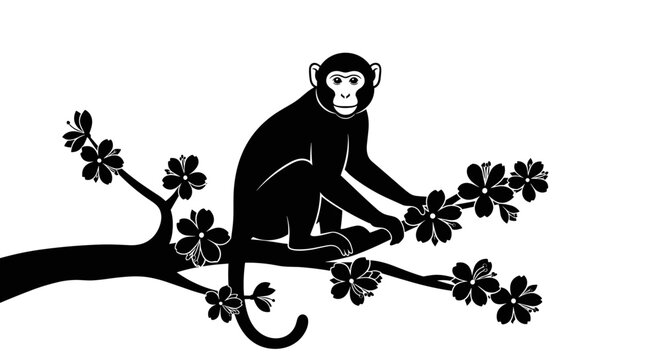 Monkey Sitting on Tree Branch 4.