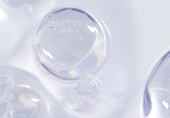 Fototapeta premium Transparent cosmetic bubble texture, skincare serum and hydration concept
