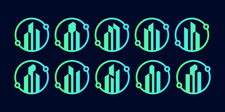 City technology logo with circular symbol in vector bundle.