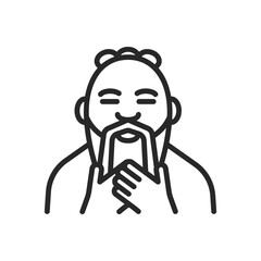 Obraz premium Confucius Icon, Ancient Chinese Philosopher Confucius Portrait. Minimalistic Linear Symbol of Wisdom, Ethics, and Classical Chinese Thought. 