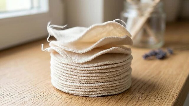 Reusable cotton facial round pad skincare sustainable eco gentle soft natural texture washable circular pads for plastic free living daily routine