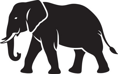 Fototapeta premium Large wild elephant silhouette vector icon for safari and jungle animal illustration