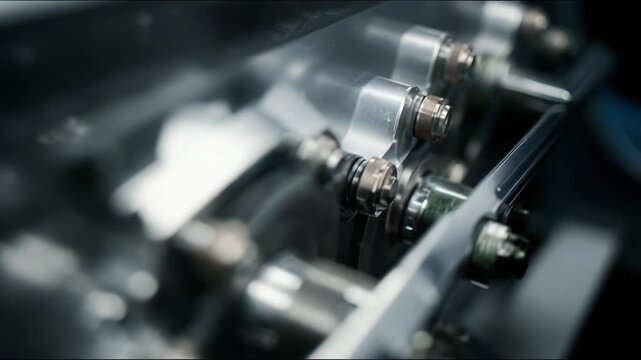 Intricate metallic engine components providing power and motion, highlighting technology, industry, and mechanical systems with a detailed focus on gears and structure