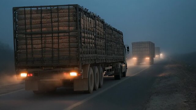 long haul cargo truck on busy indian roadway transportation at night video