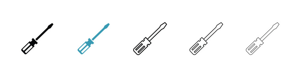 Fototapeta premium Screwdriver icon in line art style on white background for graphic and web design.