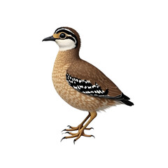 Fototapeta premium Quail bird standing transparent png simple brown white feather wildlife bird design