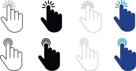 Fototapeta premium Click Hand Cursor Icon Set