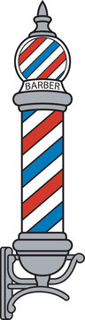 Manual traced - Traditional Barber Pole Symbol with Red and Blue Stripes vector.