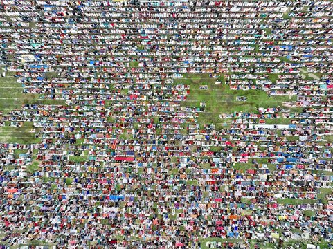 Mass Eid Prayer Forms Striking Patterns at Dinajpur&acirc;&euro;&trade;s Largest Eidgah, Bangladesh