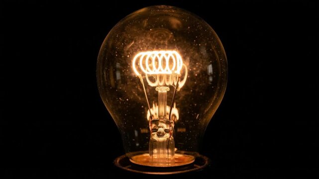 tungsten light bulb orbit isolated on black background video