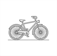 Fototapeta premium Detailed line drawing of bicycle with frame, wheels, and handlebars, perfect for coloring page or design
