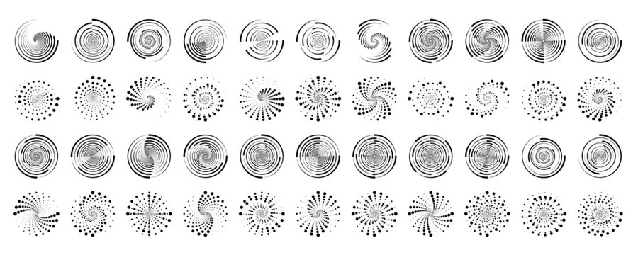 Abstract geometric pattern with halftone dots, round shapes forming a dynamic design. Perfect for modern backgrounds and textures. Vector illustration. 